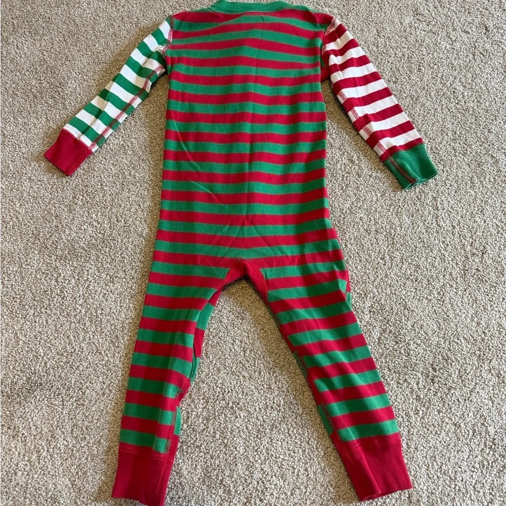 3T Hanna Andersson Red & Green Striped Kids Footless Pajamas